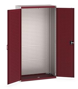 40013054.** cubio cupboard with perfo doors, full perfo backpanel. WxDxH: 1050x525x2000mm. RAL 7035/5010 or selected
